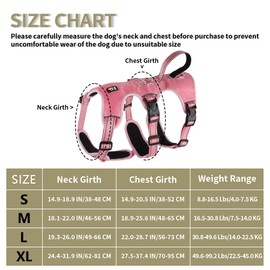 FEimaX Dog Harness No Pull Soft Padded Dog Vest with 3 Leash Clips and Easy Control Handle Reflective Adjustable No Choke Pet Harnesses for Medium and Large Dogs Training Walking (Pink, X-Large)