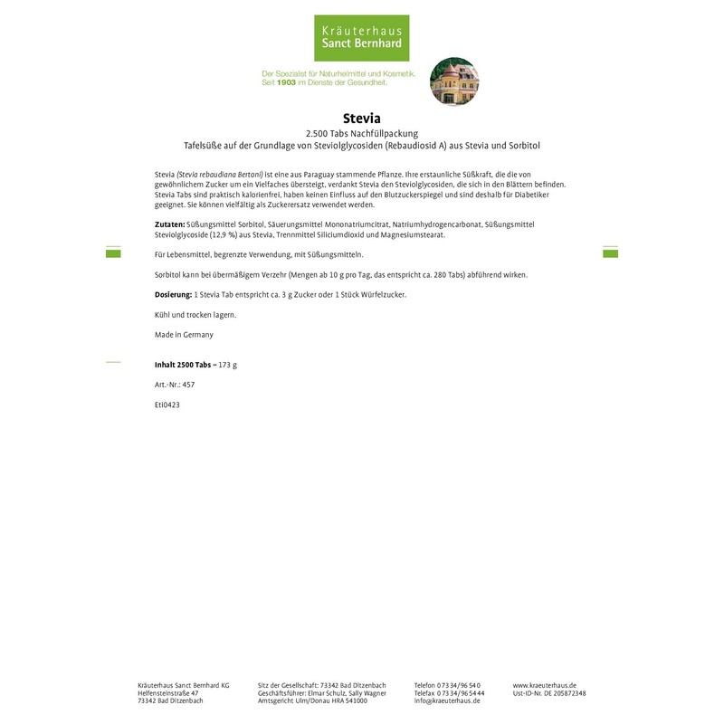 Sanct Bernhard Stevia Tab