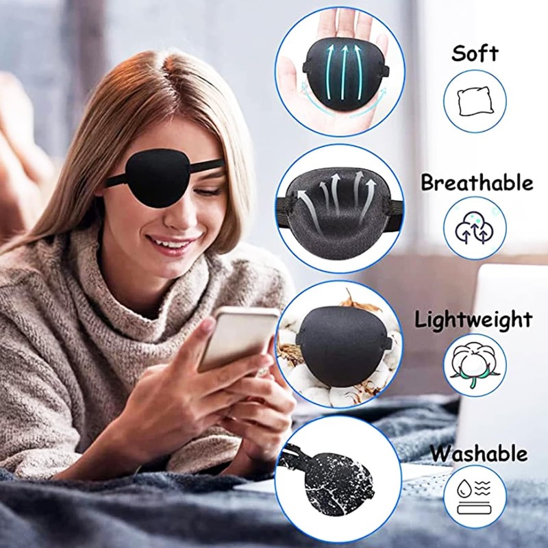 6Pcs Eye Patch Single Eye Patch Pirate Eye Patch, Elastic