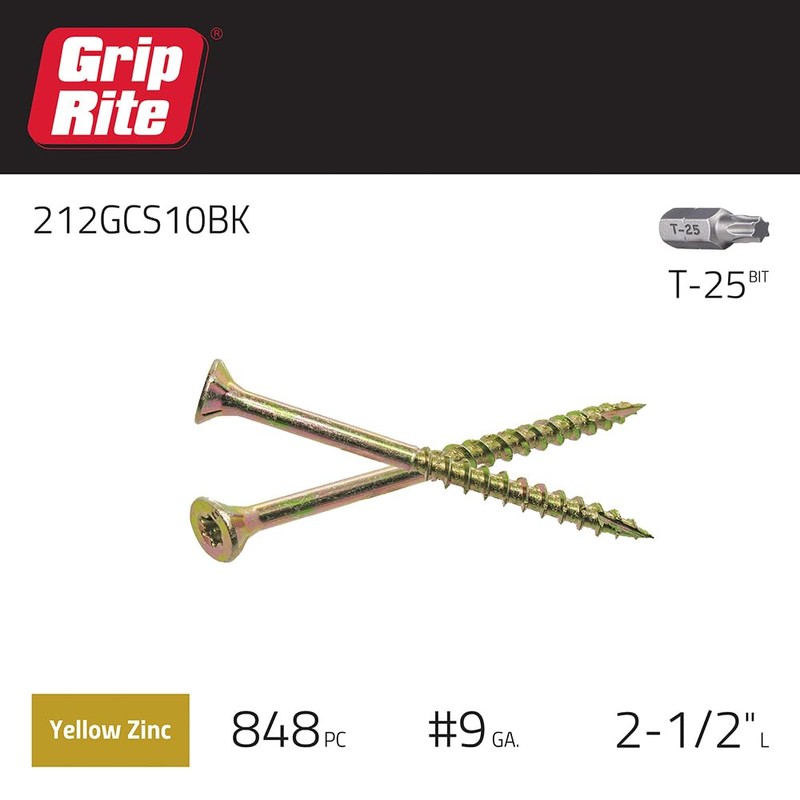 Grip Rite 212GCS10BK #9 by 2-1/2-inch Type 17 Coarse Auger