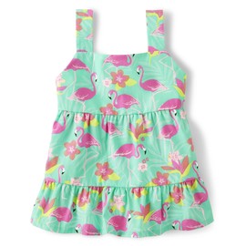 Gymboree Girls and Toddler Sleeveless Fashion Top Shirt, Aqua Flamingos, 3T US