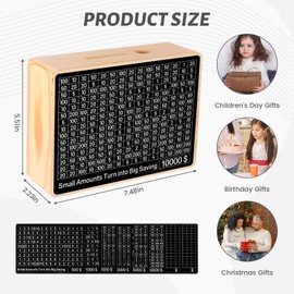 Gold Cash Vault Wooden Money Box 10000,One Piece Cash Vault Wooden Savings Box Coin Money Savings Box with Counter,Wooden Money Box with 8 Saving Targets,Piggy Bank Gifts for Adults Boys Girl Kids