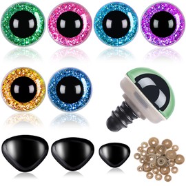 SANNIX Pack of 90 10 mm Safety Eyes and Safety Noses Large Safety Eyes for Crochet Animals Chromatic Plastic Button Eyes for Sewing with Washers for Doll, Plush Toy, Teddy Eyes