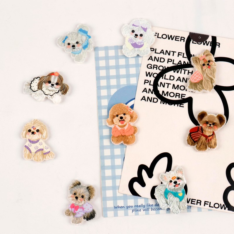 9 Pcs Cute Cartoon Puppy Fridge Magnets，9 Different Breeds of