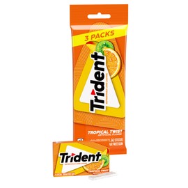Trident Tropical Twist Sugar-Free Chewing Gum, 3 Packs of 14 Pieces (42 Total Pieces)