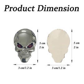 2 Pcs Metal Skeleton Skull Logo Emblem Badge Car Stickers Decals for Cars Trucks Motorcycle Mobile Phone Computer Laptop (Silver)