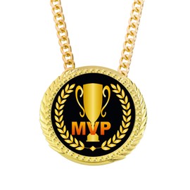 MVP Chain Medal Award Gift Metal Championship Chain Award Winner Prize Trophy Pendant Necklace For Winner Adults Player Team Football Soccer Baseball Basketball Softball (MVP medal)