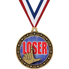 Crown Awards Gold Loser Medals - 2.5" Funny Loser Award Medal 5 Pack