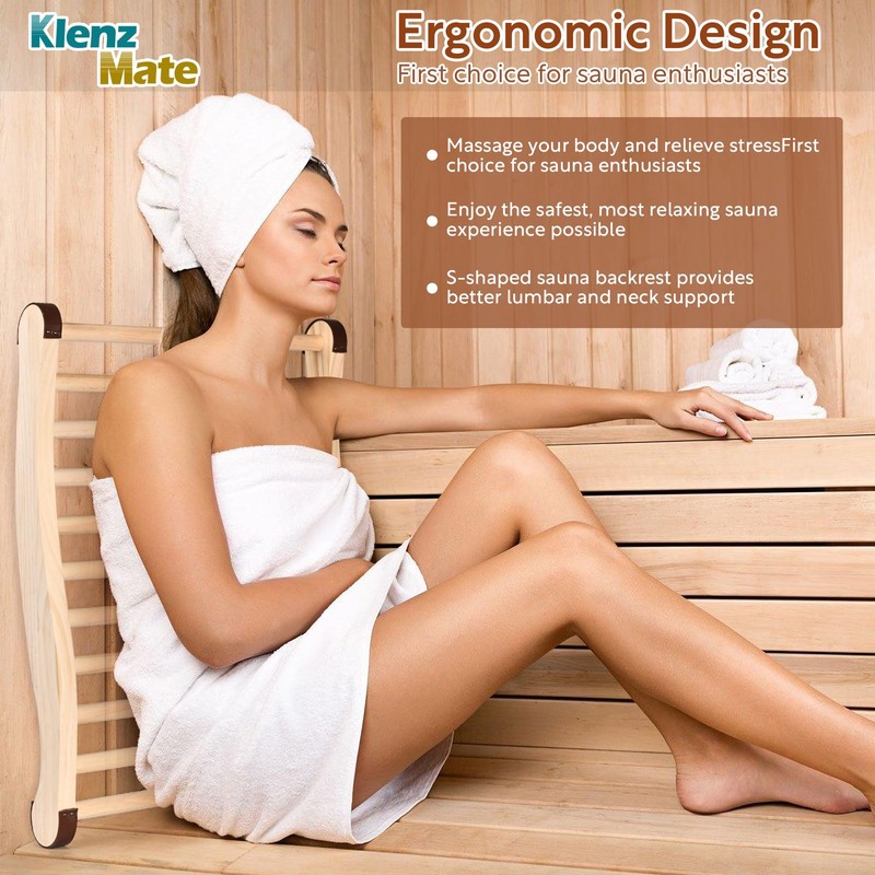 KlenzMate 2 Pcs Upgraded Sauna Backrest, 20" Sauna Accessories, S-Shaped
