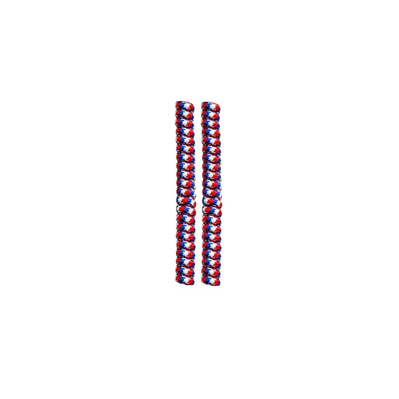 FeetPeople Curly (or Twister No-Tie) Shoelaces, White/Red/Blue, 2 Pair