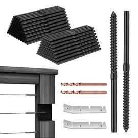 CKE 120 Pack Black T316 Stainless Steel Left&Right Handed Thread Swage Lag Screws for Wood Post 1/8" Black Cable Deck Railing Stair Railing Hardware Kit Swage Lag Screws Right&Left DIY Baluster, BCR35