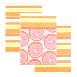 Lashuma Set of 3 Tea Towels Striped 50 x 70 cm Kitchen Towels Cotton Orange