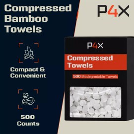 PREPARED4X P4X Disposable Compressed Towel Tablets Kit - Portable Washcloth with Metal Case - 500 Pack