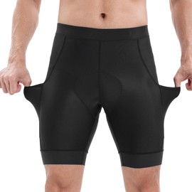 X-TIGER Men's Cycling Shorts Padded Cycling Shorts 3 Pockets Cycling Shorts Quick Drying Elastic Breathable, black