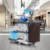 Commercial Janitorial Cart with Cabinet, 3-ply Multi-Purpose Engineered Plastic Housekeeping