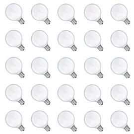 GOOTHY G40 Frosted White Globe Light Bulbs, LED E12 Candelabra Base Replacement Bulbs Shatterproof for Outdoor Patio String Lights Garden Christmas Party Decor, 0.6W Equal to 5W- 25 Pack