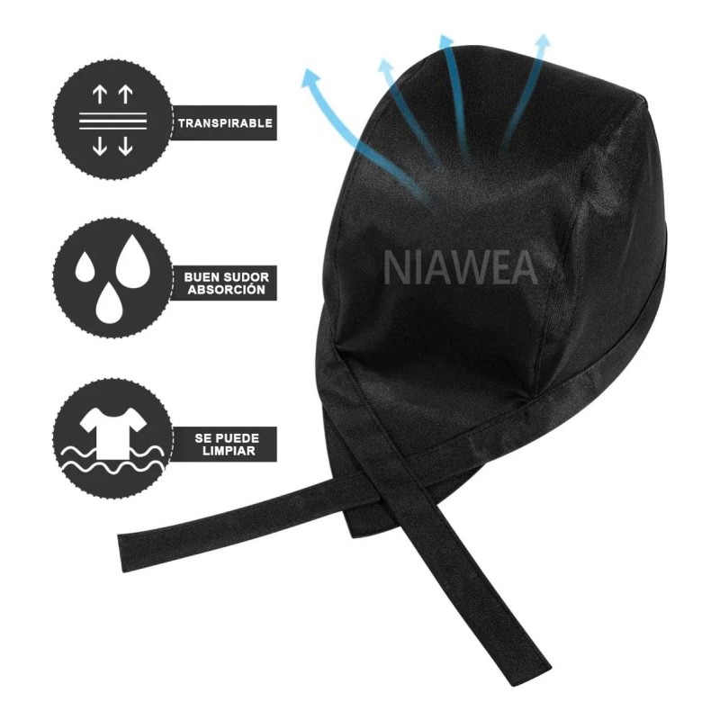 6pzs Gorro Cofia Para Chef Cocinero Estilo Turbante Unisex