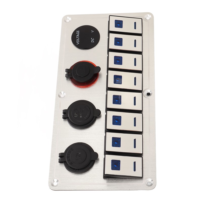 Rocker Switch Panel 8 Gang 12‑24V 5 Pin Blue Light