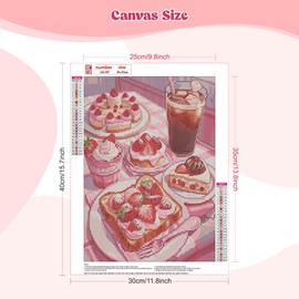 MEIYUDA 5D Diamond Painting Kit Completo Dessert, Pittura Diamante per Bambini, Fai-da-te Diamond Painting DIY Strass Ricamo a Punto Croce Decorazione per Casa 30x40cm
