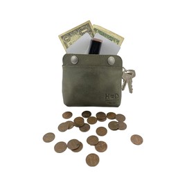 Hide & Drink, Leather Double Snap Pouch, Coin Purse, Cash & Card Holder, Cable Organizer, Makeup, Handmade Includes 101 Year Warranty (Dark Jade)
