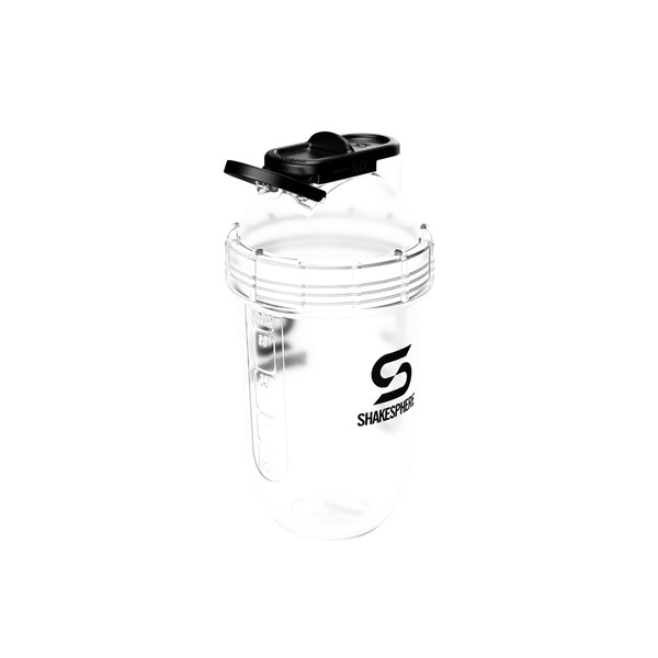 SHAKESPHERE Tumbler Tritan - Protein Shaker Bottle and Smoothie Cup, 24 oz - Bladeless Blender Cup Purees Raw Fruit with No Blending Ball – Powder Mixer for Pre Workout Gym - Clear Black