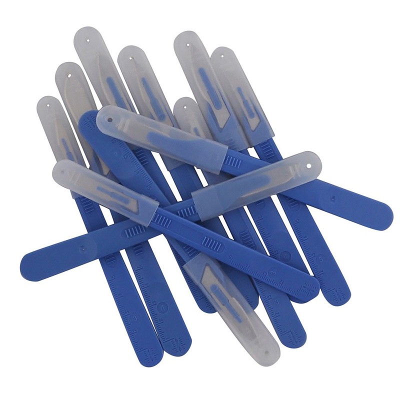 10 x Disposable Scalpel Blade Figure 12 with Protective Cap,