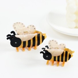 2-Piece Bee-Shaped Hair Claw Clips Set - Strong Hold for Thick Hair, Non-Slip & Elegant Large Design, Adorable Style, Ideal Hair Accessories for Women & Girls, Perfect Holiday Gift