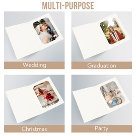 Golden State Art, Pack of 25, 6x8 or 8x10 Photo Folders, Cardboard Picture Frame, Paper Frame Cards, Greetings/Invitation Special Events: Graduation, Christmas, Wedding(Ivory)
