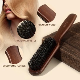 Slick Back Hair Brush - Boar Bristle Hair Brush for Women & Men Thin to Medium Hair Styling- Smoothing Flyaways, Baby Hair and Sleeks Ponytails/Buns