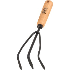 AMES 2446300 Tempered Steel Hand Cultivator with Wood Handle, 11-Inch, Brown