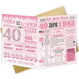 IDU 40th Birthday Card，40th Birthday Gifts for Women，40th Birthday Decorations for Her，40 year Old Birthday Gifts for Wife Mom Daughter Sister Friends
