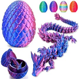 Dragon Egg,Easter Egg,Dragon Eggs with Dragon Inside,12Inch Dragon Toy,3D Printed Dragon Egg Fidget Toys,Adults Fidget Toys Mystery Dragon Egg for Autism/ADHD(Red Mix Blue)