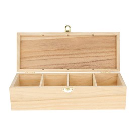 Artemio Wooden Tea Box with 4 Cases, 27 x 10.5 x 8 cm, Beige