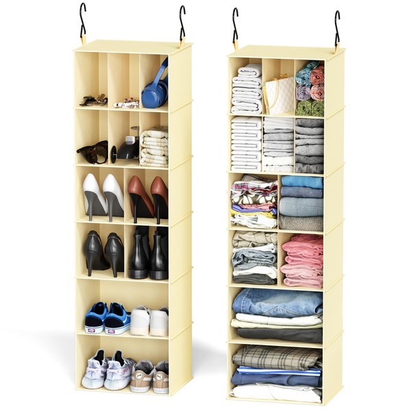 SpaceAid 2 Pack Hanging Closet Organizer and Storage with Dividers,