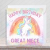 Second Ave Cute Pink Unicorn Great Niece Square Birthday Greeting