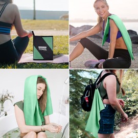 LushOrchidVale Microfibre Sports Towel, Quick Dry, Ultra Absorbent, Grey and Blue, for Gym and Fitness (Glass Green, 40x80cm)