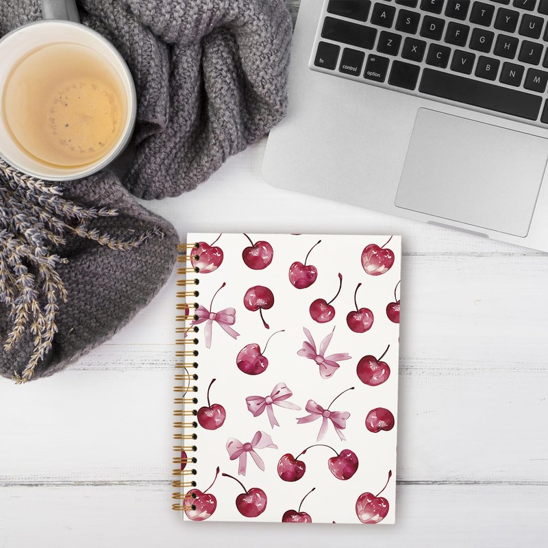 OXW Coquette Pink Bow Notebook Journal, Pink Cherry Planner Cute