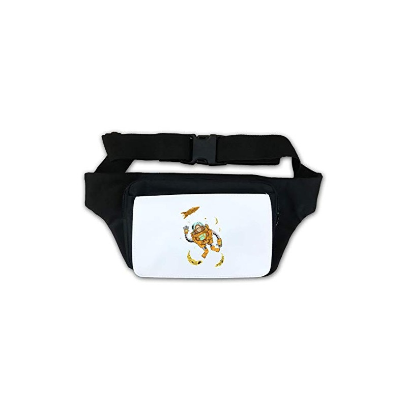 Astronaut Monkey Banana Spaceship Waist Bag, black