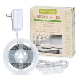 Birch Lighting Complete LED Strip Light Kits (Warm White) 8 ft Flexible Tape 3000K Under Cabinet Plug-in Power Supply 318320