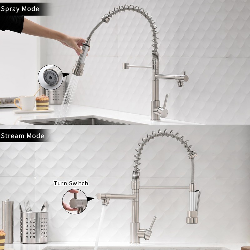 AIMADI Kitchen Faucet with Pull Down Sprayer,Commercial Stainless Steel Pull