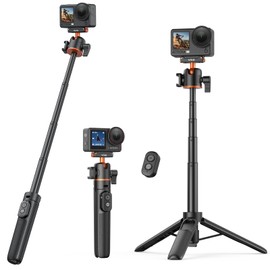 VRIG Osmo Action 6/5Pro/4 Tripod with Remote Control Selfie Stick 55cm Quick Release Mount Tabletop Tripod 360 Degree Swivel Ball Head Portable Vlog Handheld Shooting Mini Tripod Extension Rod for