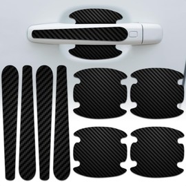 8Pcs Car Door Handle Protector - Car Stickers Door Handle Cover Carbon Fiber Vinyl Wrap Black Sticker - Car Door Handle Sticker Pack Paint Protection Film for Cars - Car Door Handle Scratch Protector