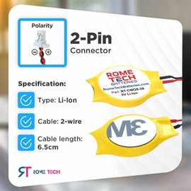 Rome Tech CR2016 CMOS Battery for Lenovo ThinkPad X13 (Type 20T2, 20T3) - BIOS RTC 3V CR 2016 CMOS Battery with 2 Pin 2 Wire Cable