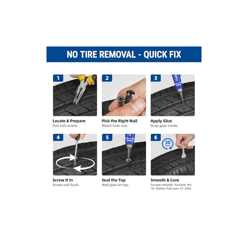 AUTOWN 21PCS Tire Repair Rubber Nail Kit for Cars &