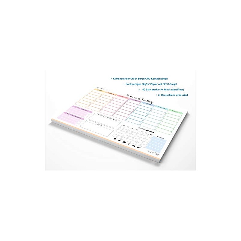 Weekly Planner Pad, 50 Sheets, Includes Activity Tracker, Weekly Goals