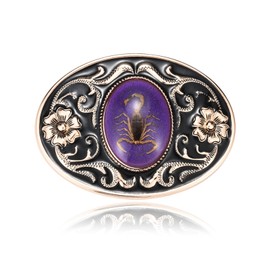 BBOTEN Western Belt Buckle for Men, Native American Purple Luminous Stone Belt Buckles, Novelty Scorpion Animal Belt Buckle Mens