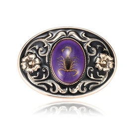 BBOTEN Western Belt Buckle for Men, Native American Purple Luminous Stone Belt Buckles, Novelty Scorpion Animal Belt Buckle Mens
