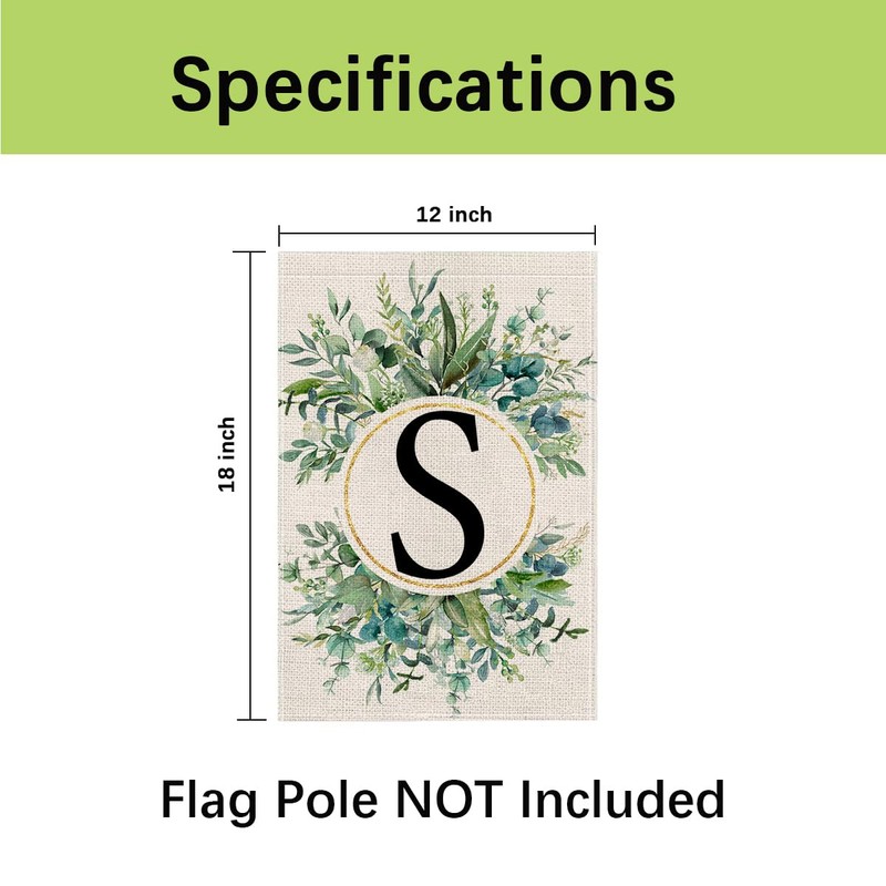 wyooxoo Monogram Letter S Floral Garden Flag 12x18 Inch Double