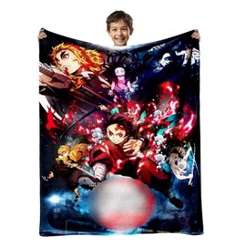 Driflo Demon-Slayer Blanket, Throw Blanket Demon-Slayer Impact, Blankets And Throws, Anime Blankets, Flannel Cute Throw, Perfect for Home, Bedroom, Sleepovers & Camping, 130x150 Cm, Anime Gifts