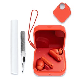 Case for CMF Buds Wireless Bluetooth Earbuds, Soft Silicone Protective Portable Scratch Shock Resistant Hard Shell with Cleaner Kit & Carabiner & Lanyard，Orange